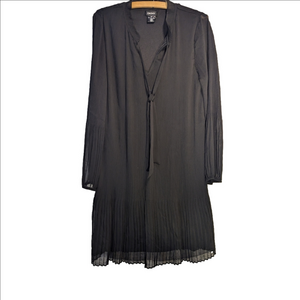 🖤 DKNY Dress Black sheer lined bell sleeves size 14 timeless organza